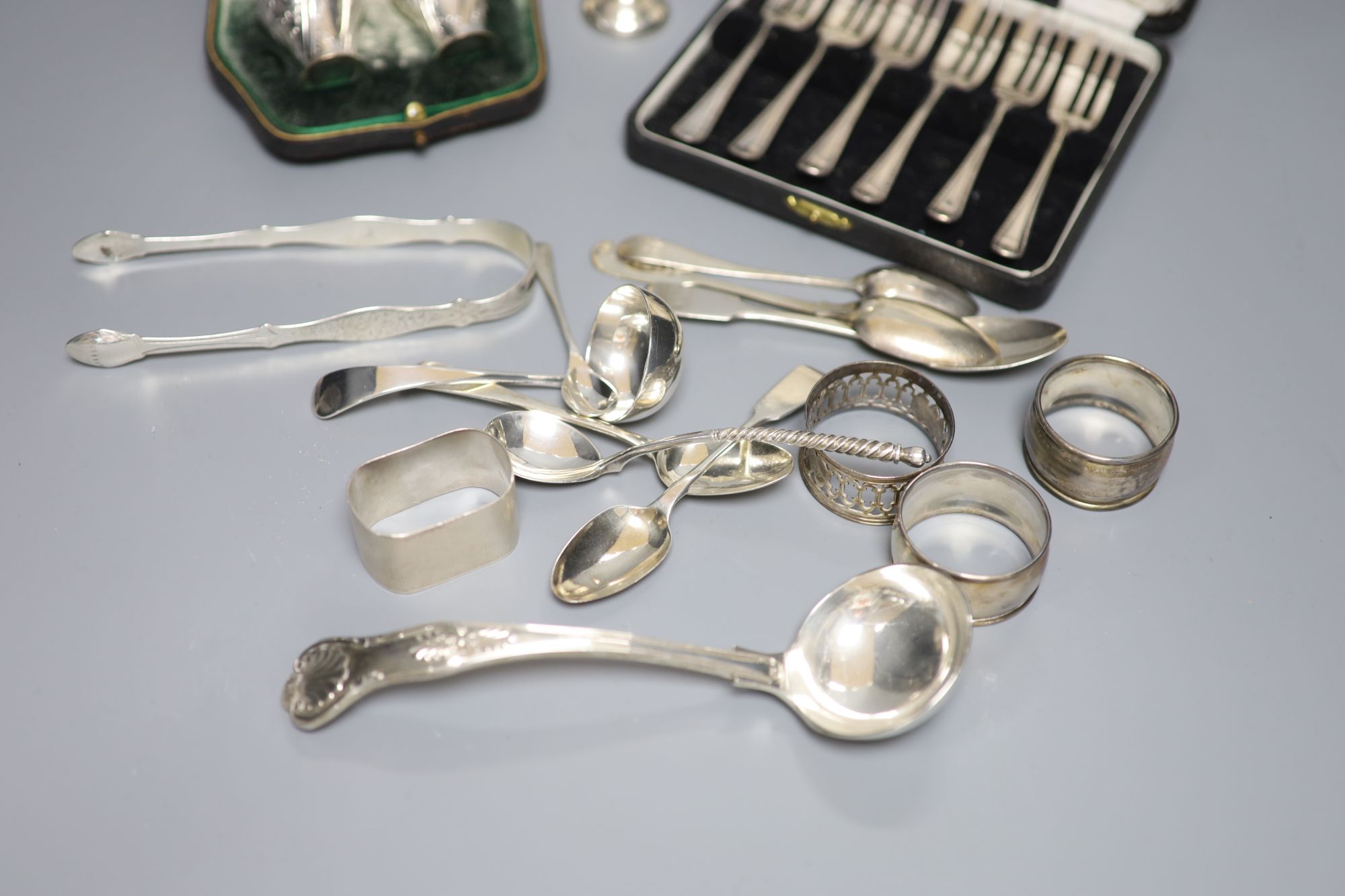 Various silver spoons etc.